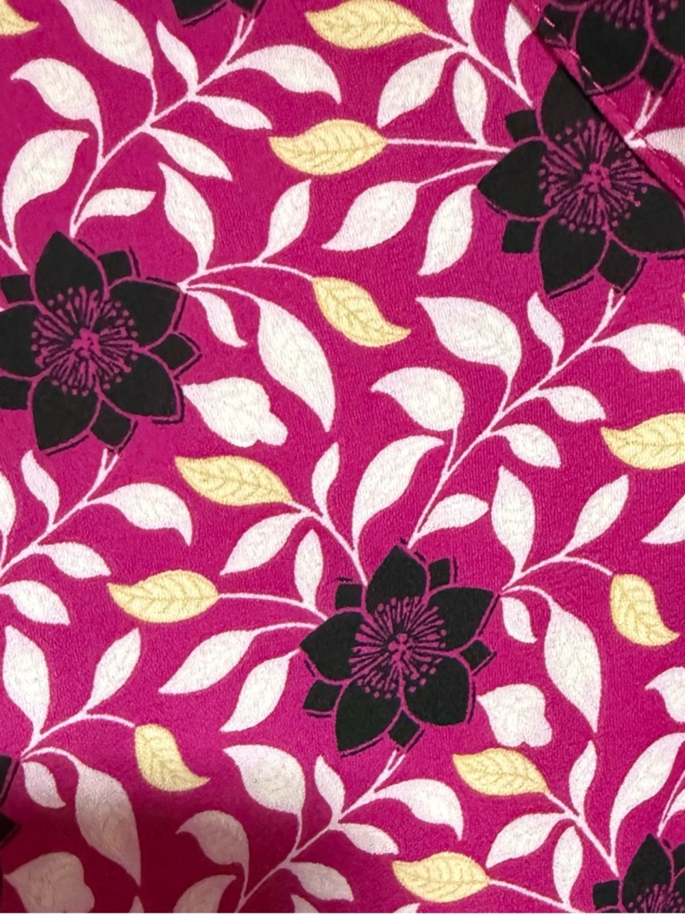Ann Taylor Floral Mixed Media Pleated Front Top Size M Magenta Sunset - Picture 2 of 5